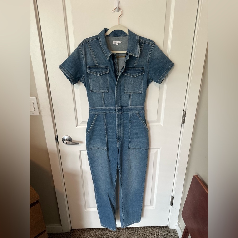 Good American Light Blue Denim Jumpsuit, Women’s 3